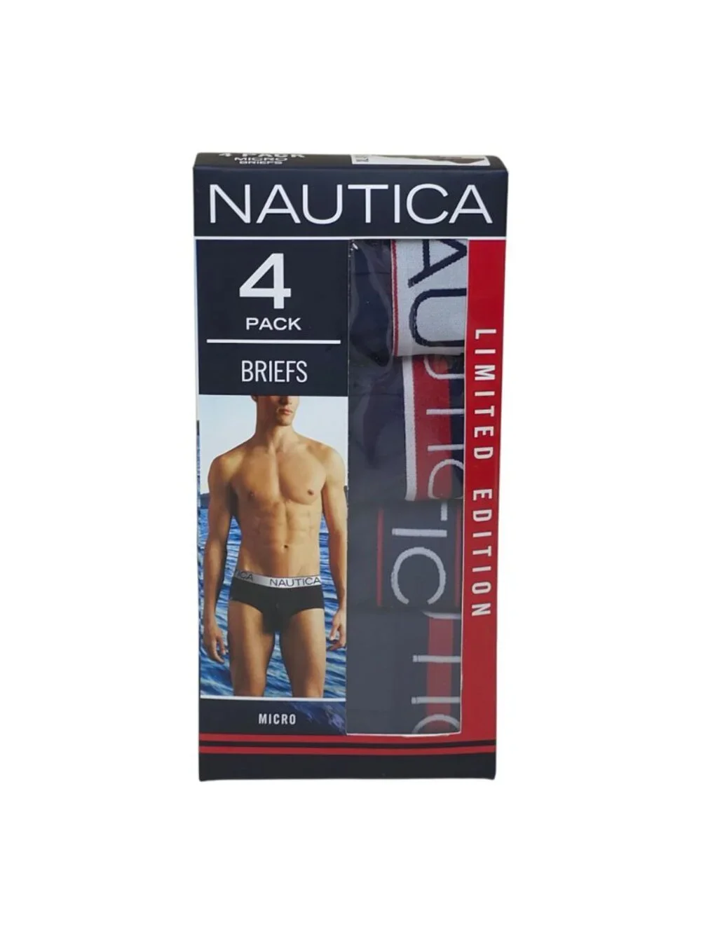 Nautica Mens 4-Pack Micro Briefs XL Moisture-Wicking Tagless Contour Pouch Navy